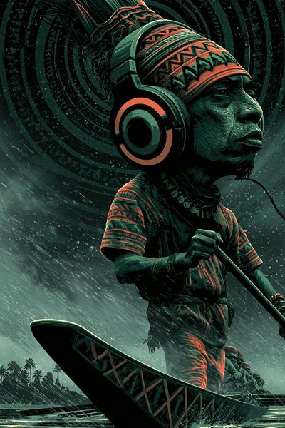 Tropical Drummer Digital Art Poster. poster print