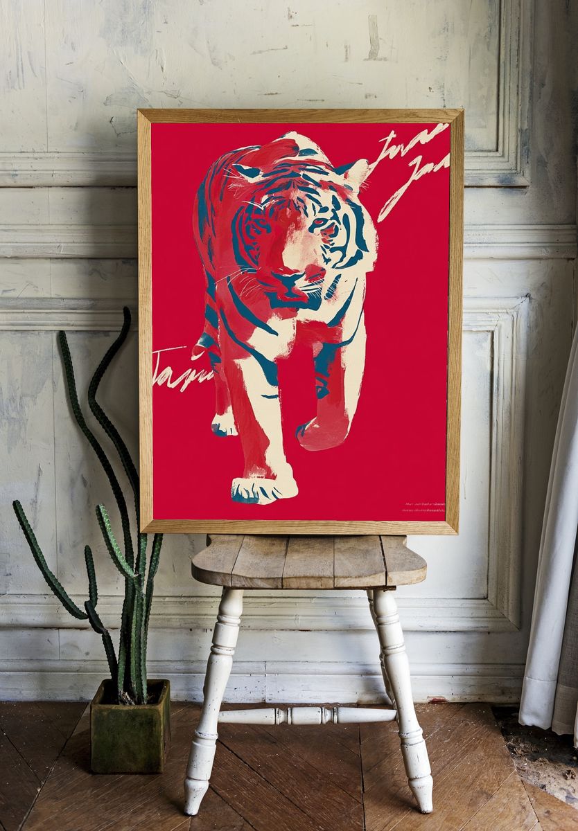 Tiger — Abstract Art Print. — room view 1