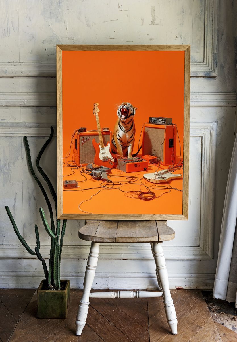 Tiger with Guitars — Music Print. — room view 1