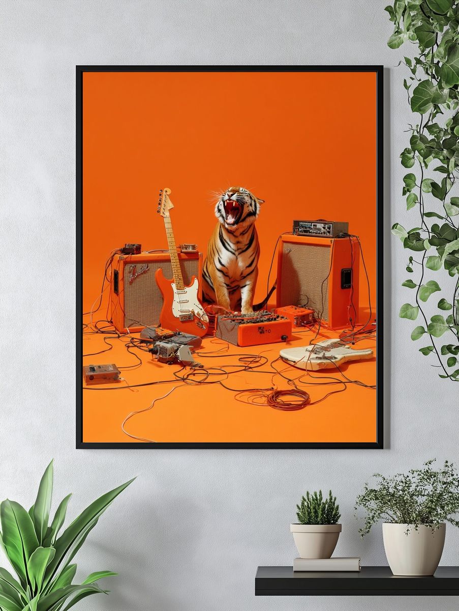 Tiger with Guitars — Music Print. — room view 4