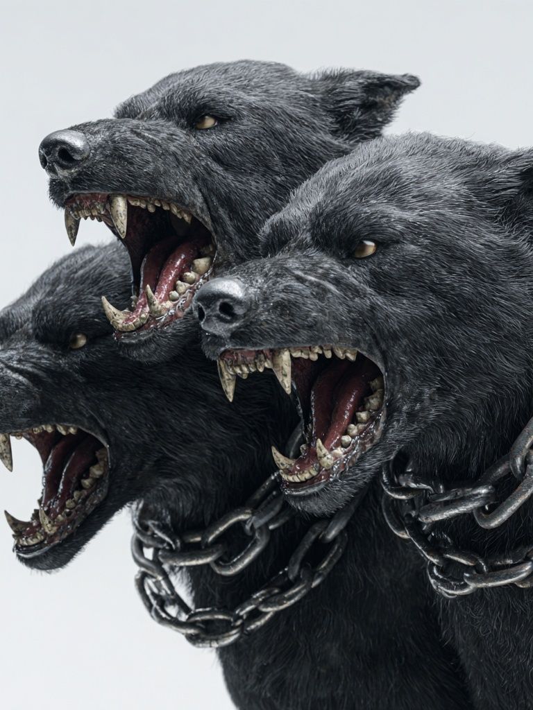 Three-Headed Dog — Fantasy Art Print. poster — animals art