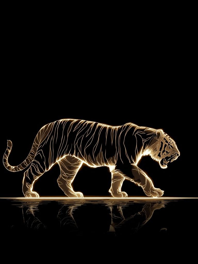 Glowing Tiger Line Art Poster. poster detail