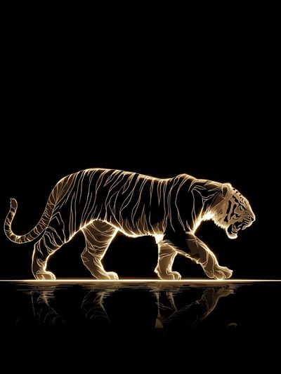 Glowing Tiger Line Art Poster. poster print