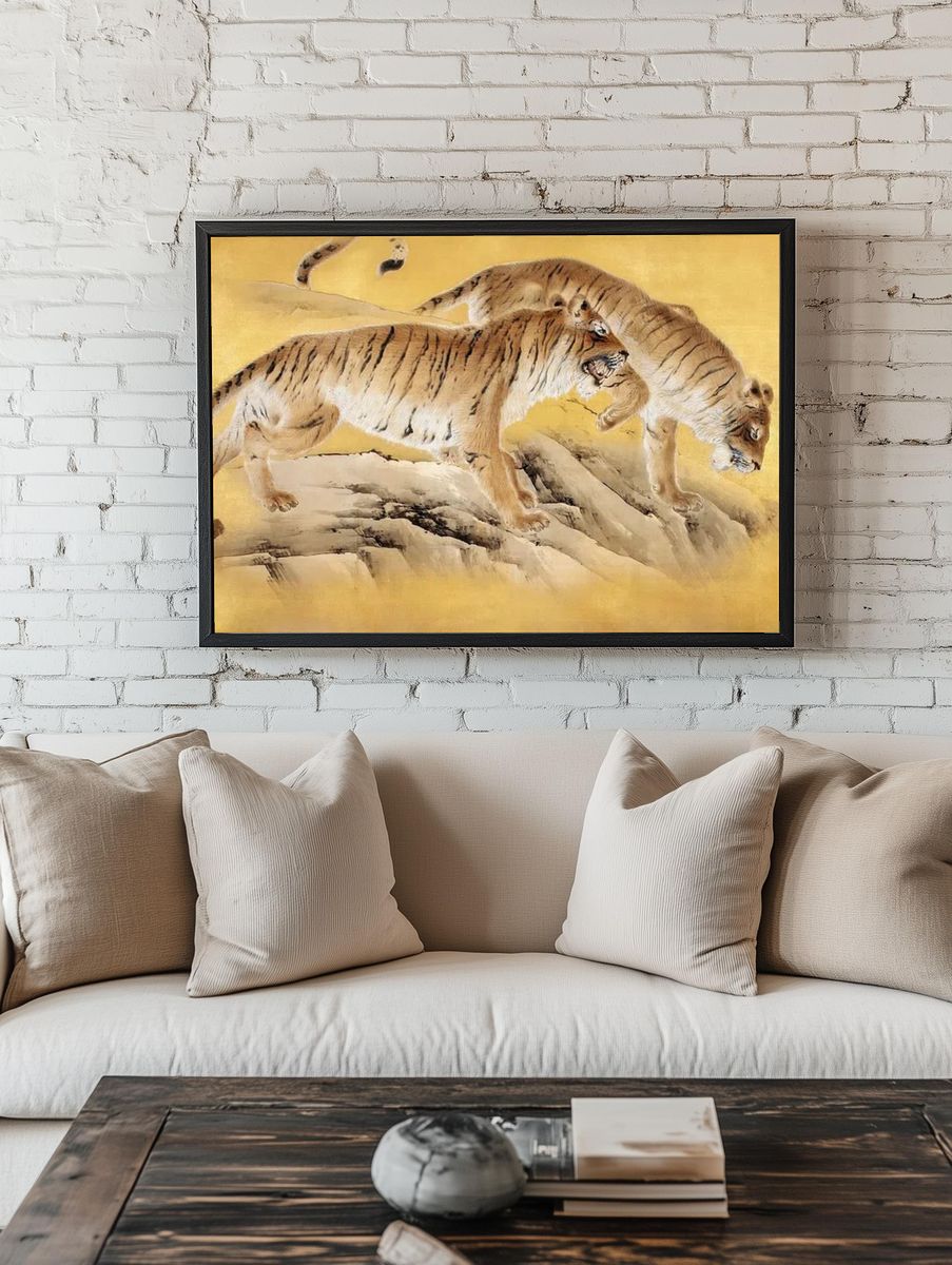 Twin Tigers Ink Painting Poster. — room view 1