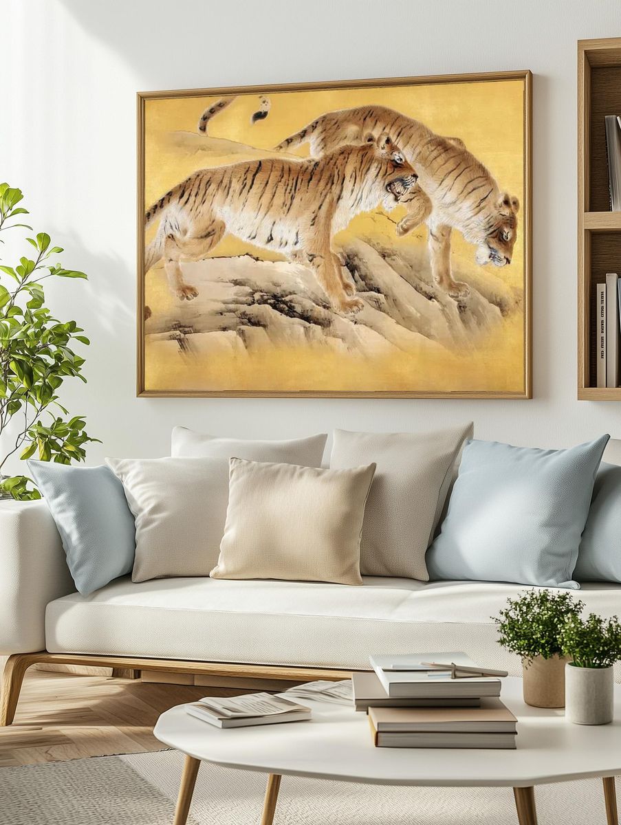 Twin Tigers Ink Painting Poster. — room view 2