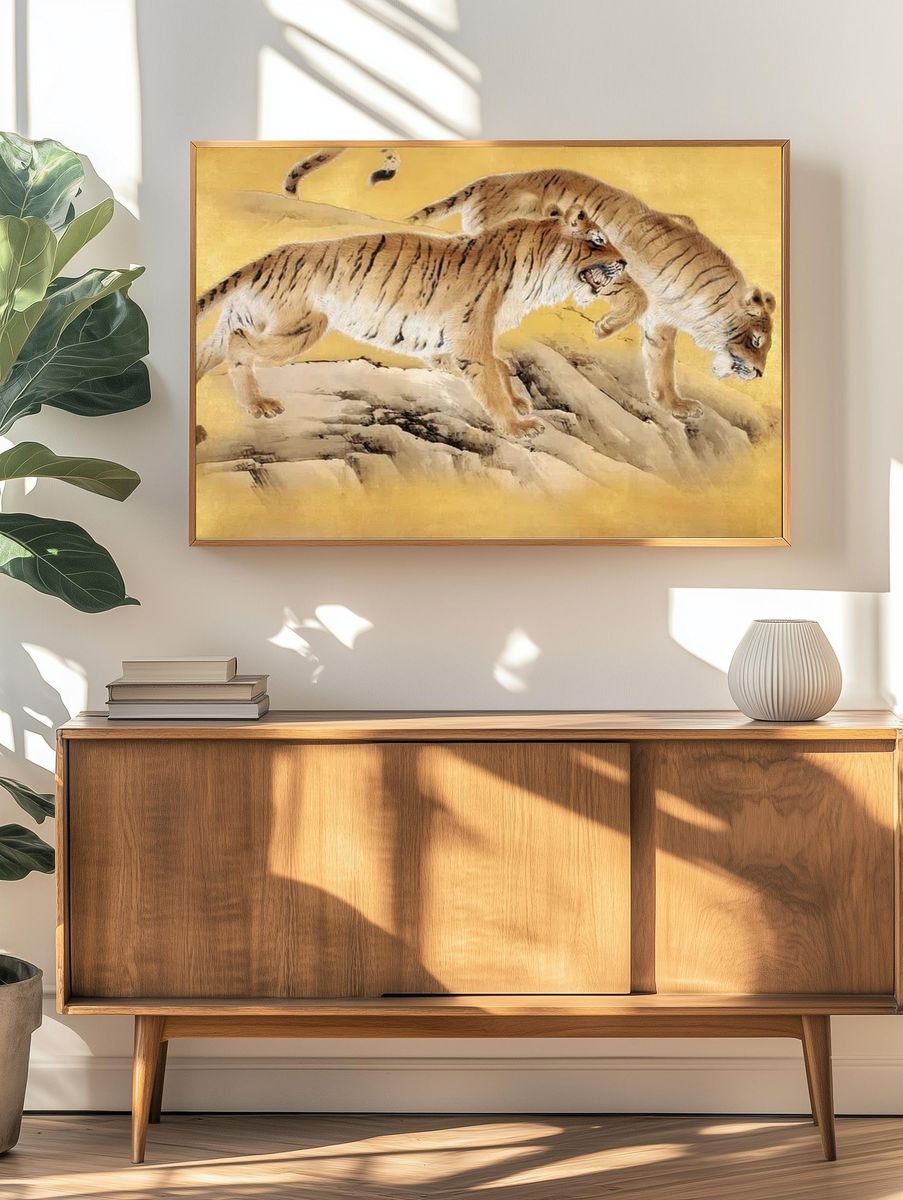 Twin Tigers Ink Painting Poster. — room view 3