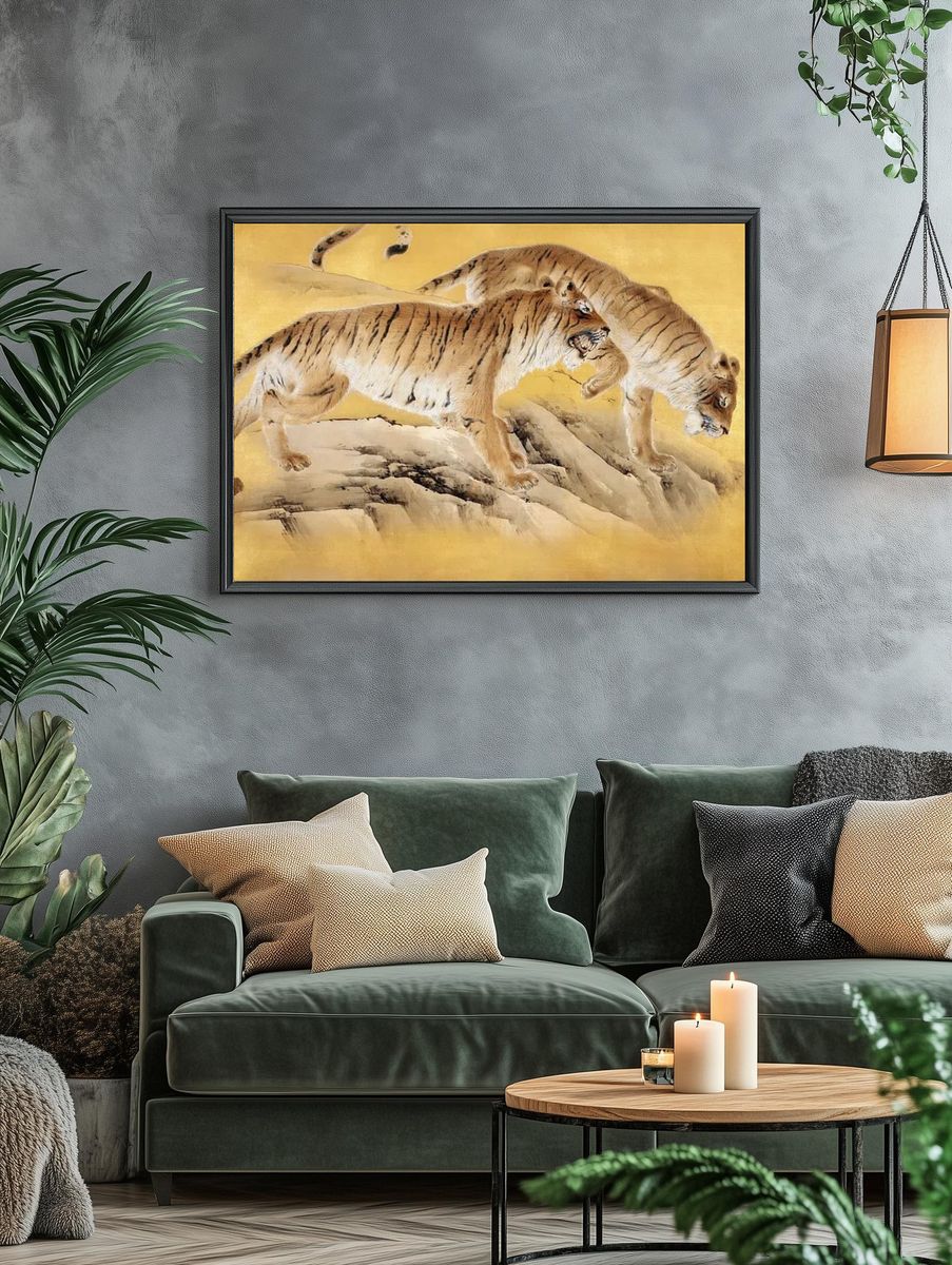 Twin Tigers Ink Painting Poster. — room view 4