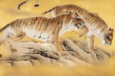 Twin Tigers Ink Painting Poster. poster print