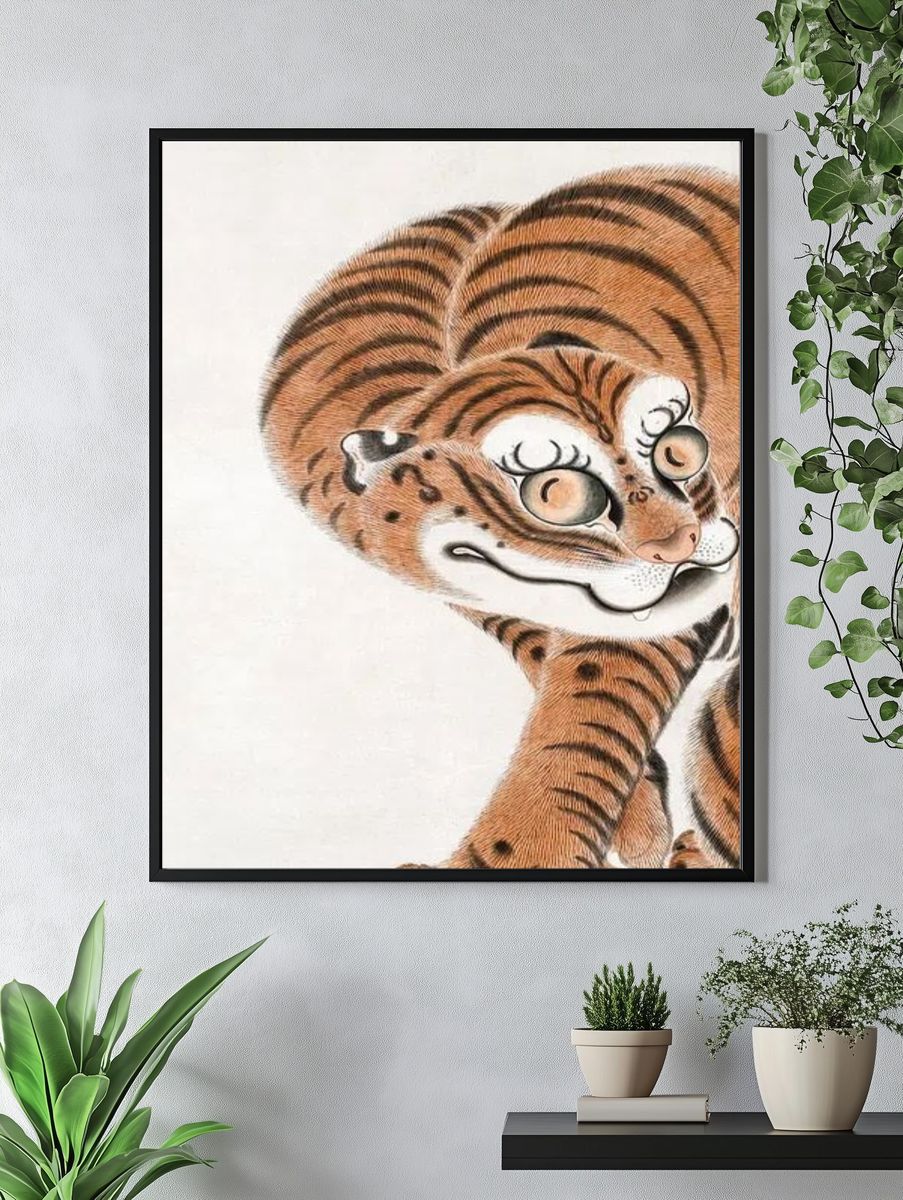 Playful Tiger Japanese Illustration Poster. — room view 4