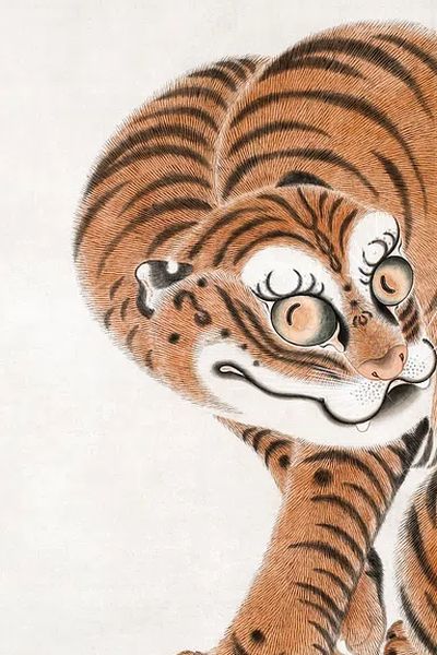 Playful Tiger Japanese Illustration Poster. poster print