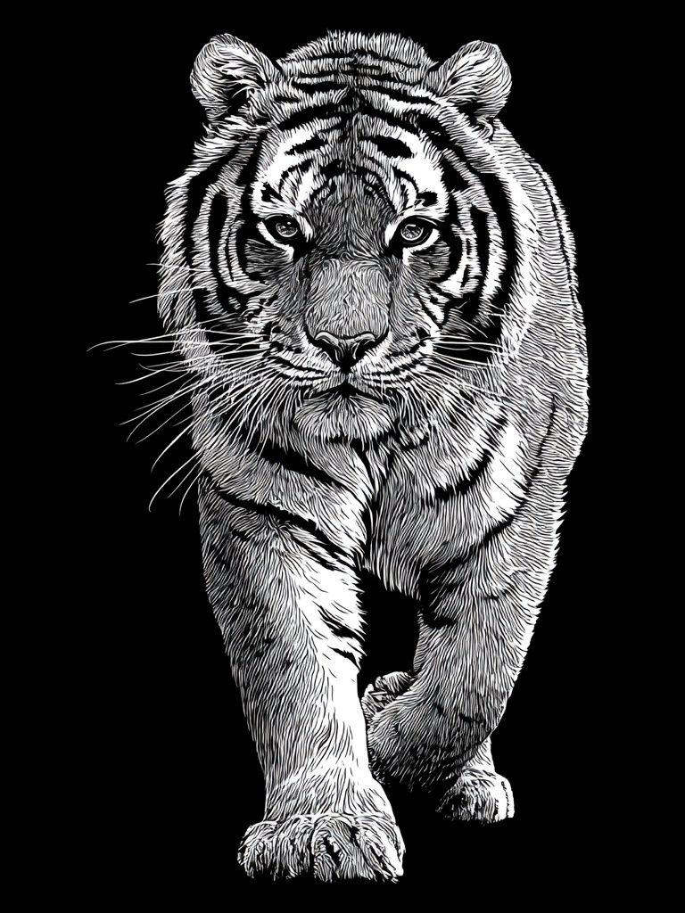 Tiger Portrait Black-White Print. poster detail