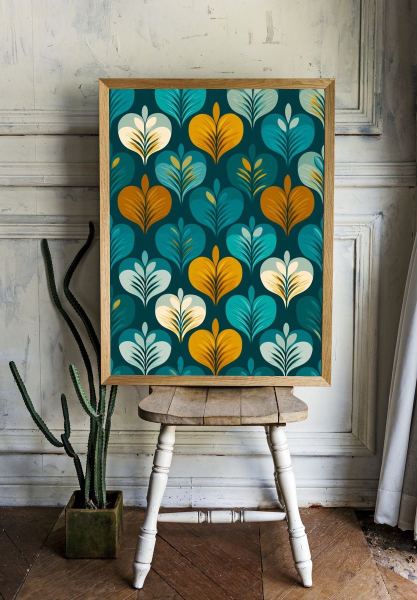 Tropical Leaves Pattern — Illustration Print. — room view 1