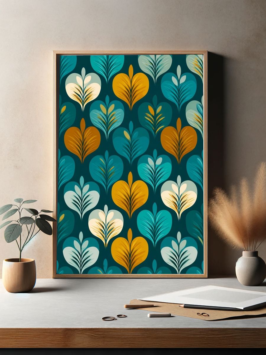 Tropical Leaves Pattern — Illustration Print. — room view 2
