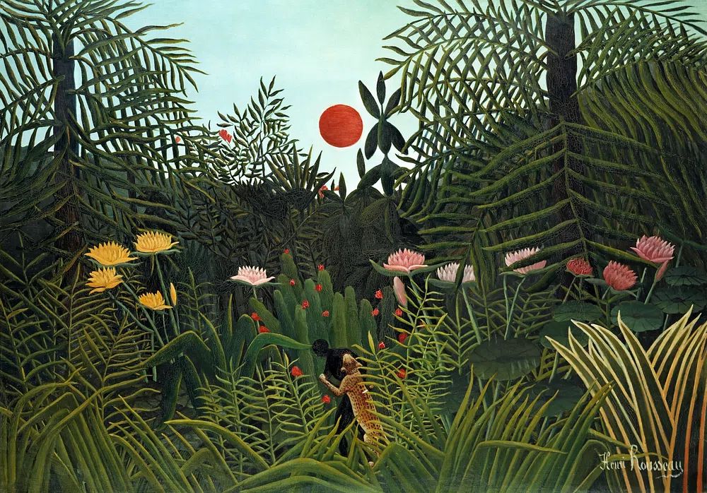 Tropical Landscape with Sun — Fine Art Print. poster detail
