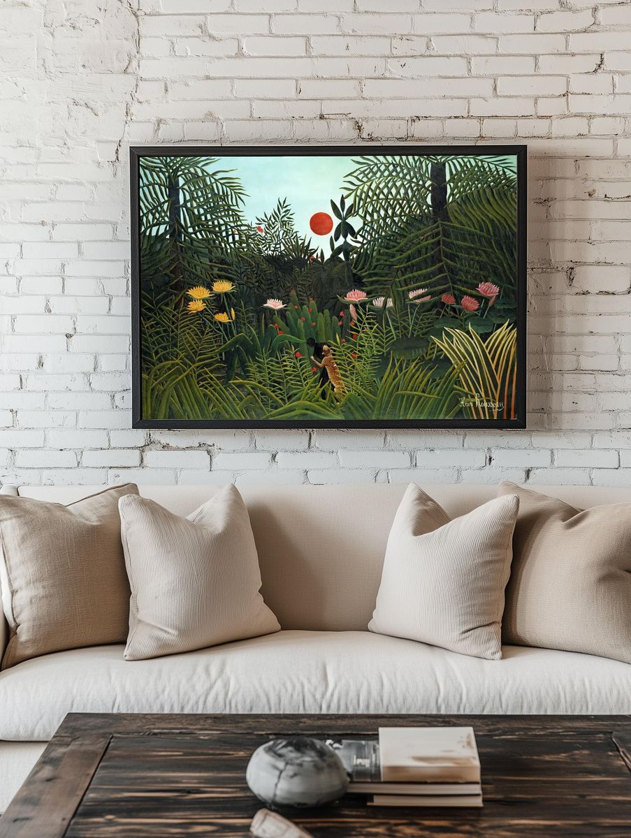 Tropical Landscape with Sun — Fine Art Print. — room view 1
