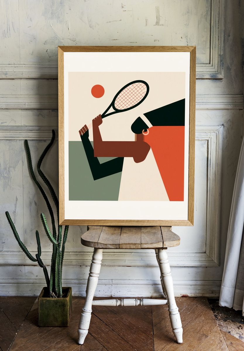 Tennis Match Mid-Century Modern Poster. room preview