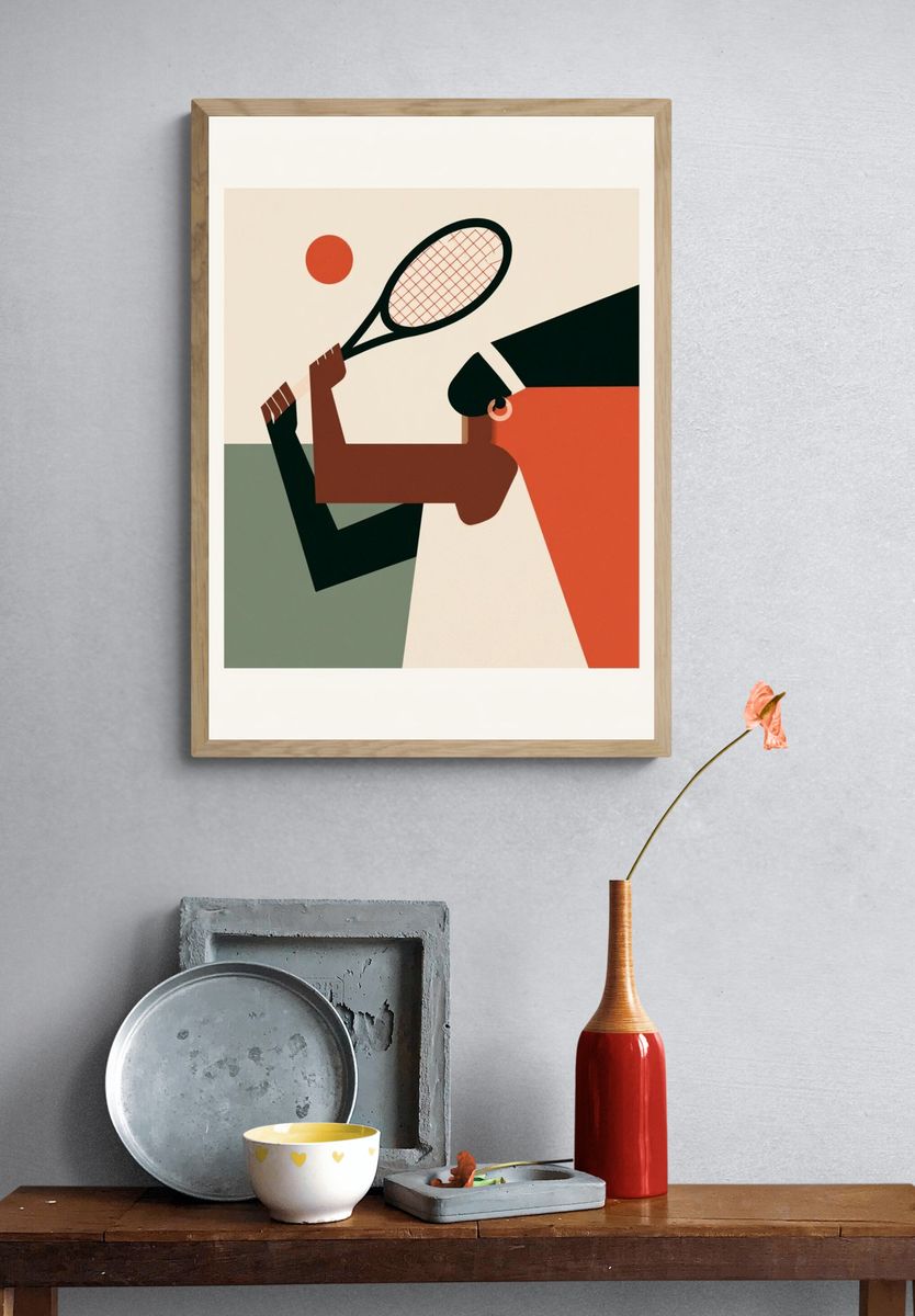 Tennis Match Mid-Century Modern Poster. — room view 3