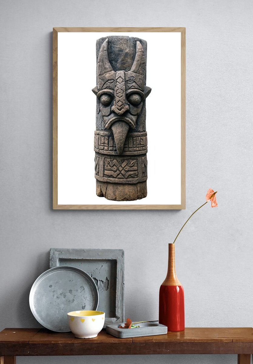 Carved Tribal Totem Photography Poster. — room view 3