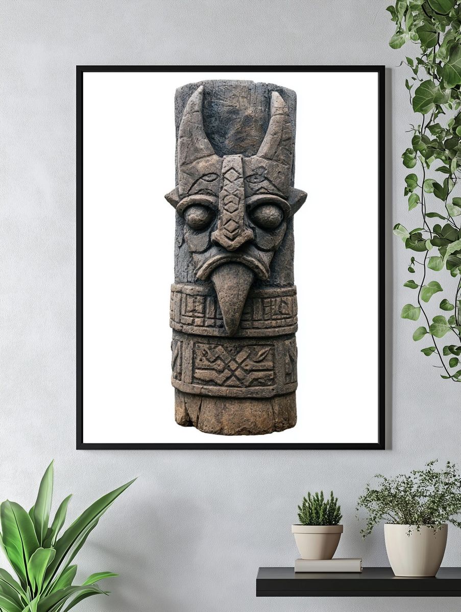 Carved Tribal Totem Photography Poster. — room view 4