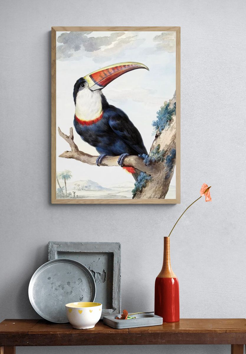 Red-billed Toucan (1748) painting high. — room view 3