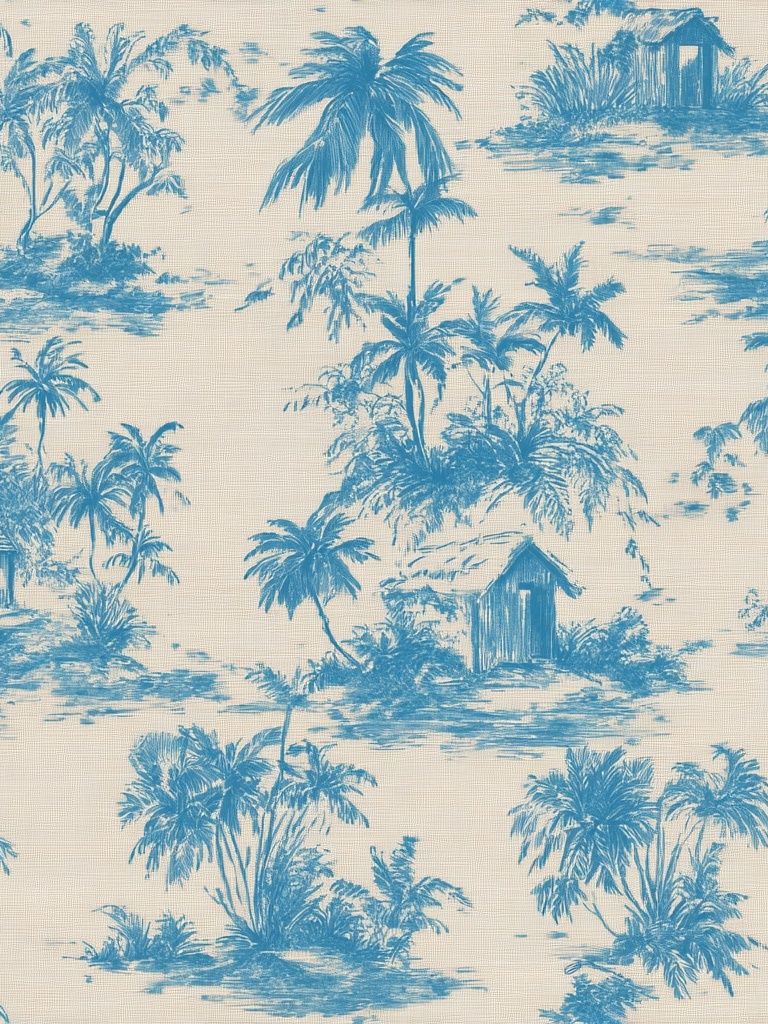 Tropical Palm Toile Print. poster detail