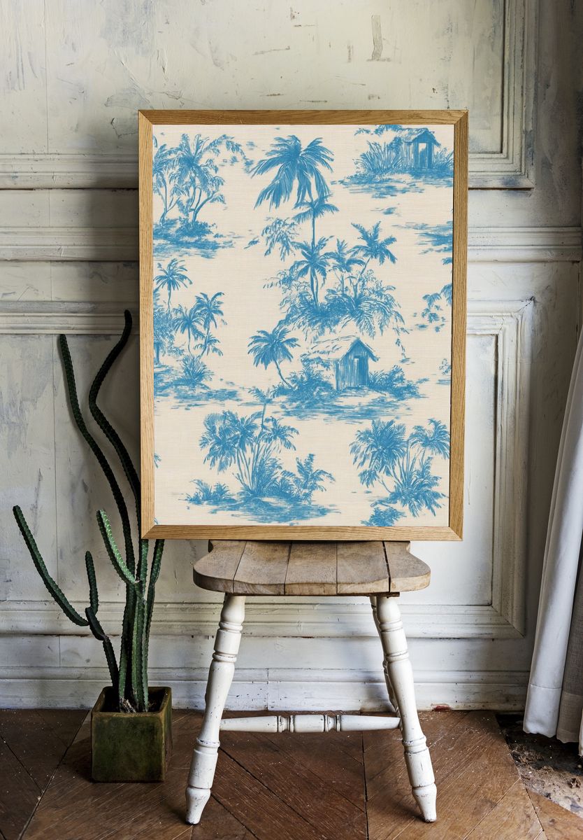 Tropical Palm Toile Print. — room view 1