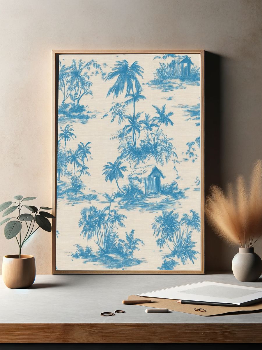 Tropical Palm Toile Print. — room view 2