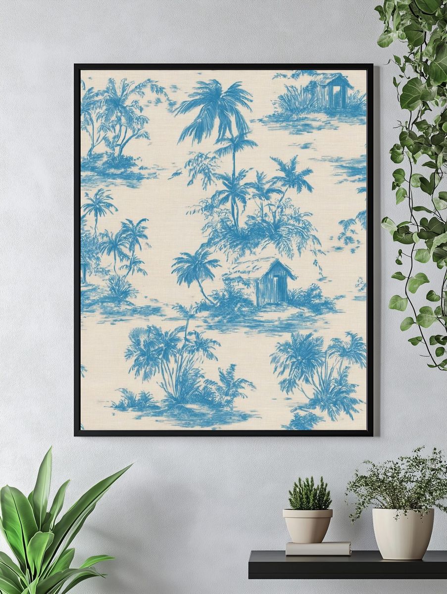 Tropical Palm Toile Print. — room view 4