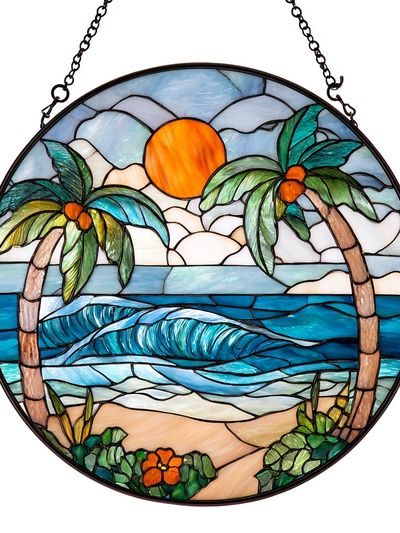 Tropical Sunset Stained Glass Poster. poster print