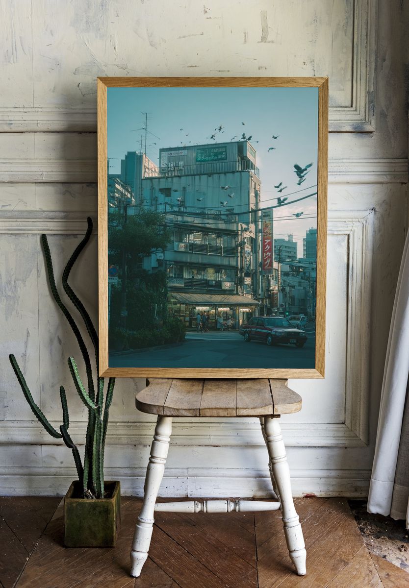 Tokyo Street Dusk Photography Poster. — room view 1