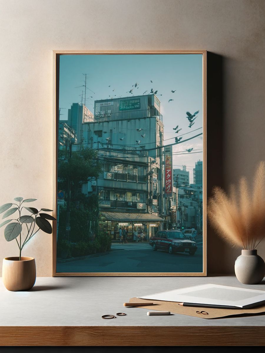 Tokyo Street Dusk Photography Poster. — room view 2