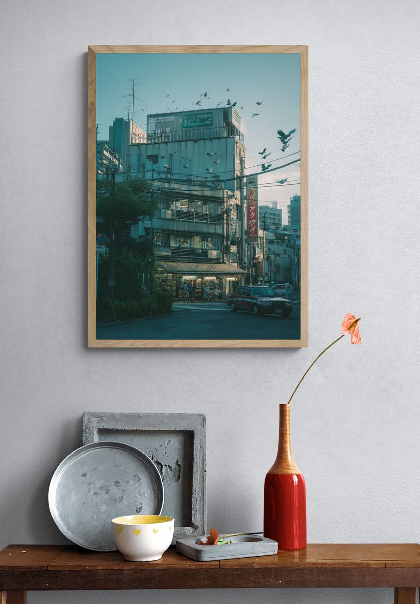 Tokyo Street Dusk Photography Poster. — room view 3