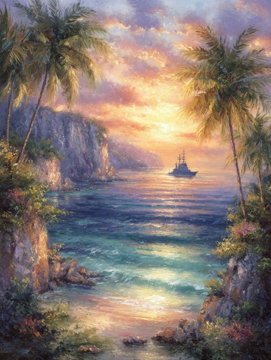 Tropical Sunset at Sea — Fine Art Print. poster detail