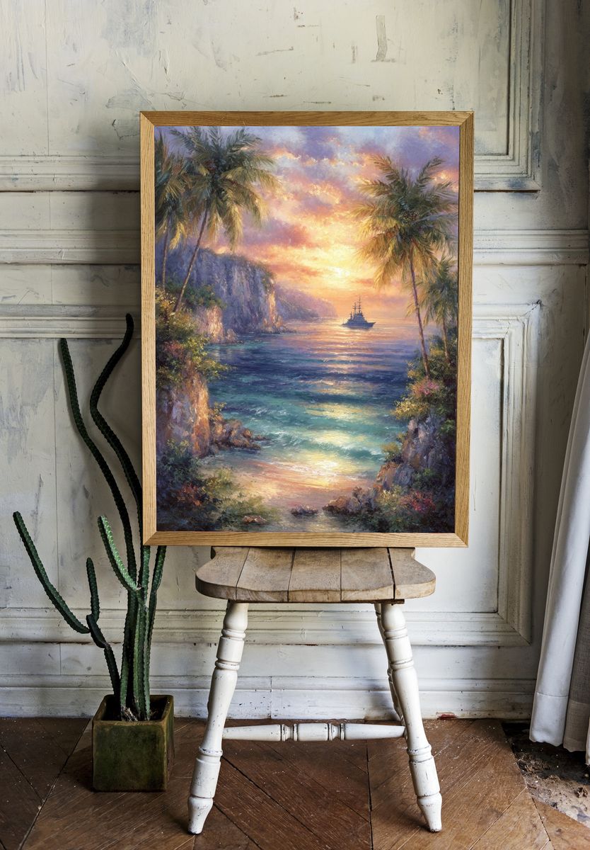 Tropical Sunset at Sea — Fine Art Print. — room view 1