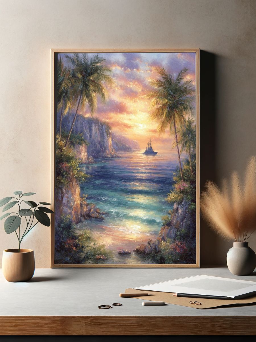 Tropical Sunset at Sea — Fine Art Print. — room view 2