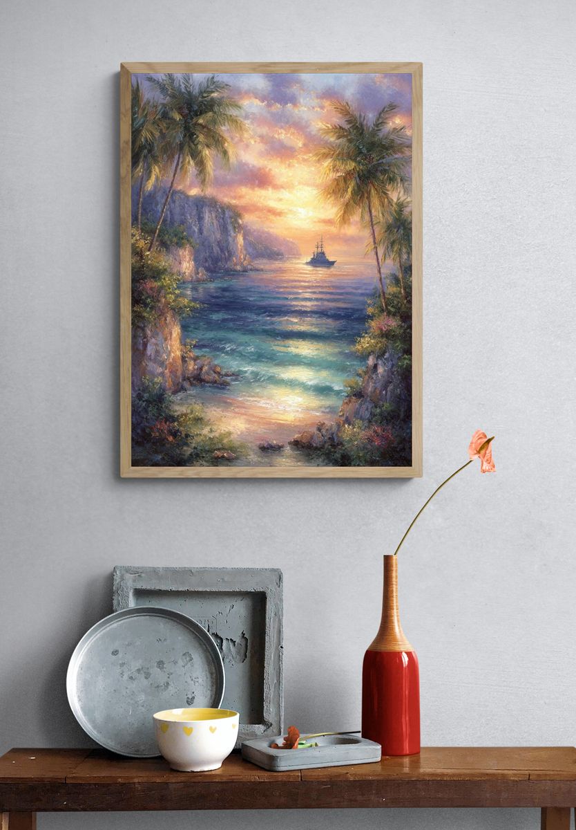 Tropical Sunset at Sea — Fine Art Print. — room view 3