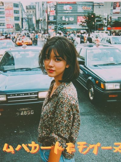 Tokyo Street Portrait Vintage Print. poster print