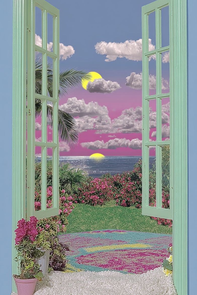 Tropical Sunset View — Illustration Print. poster — illustration art