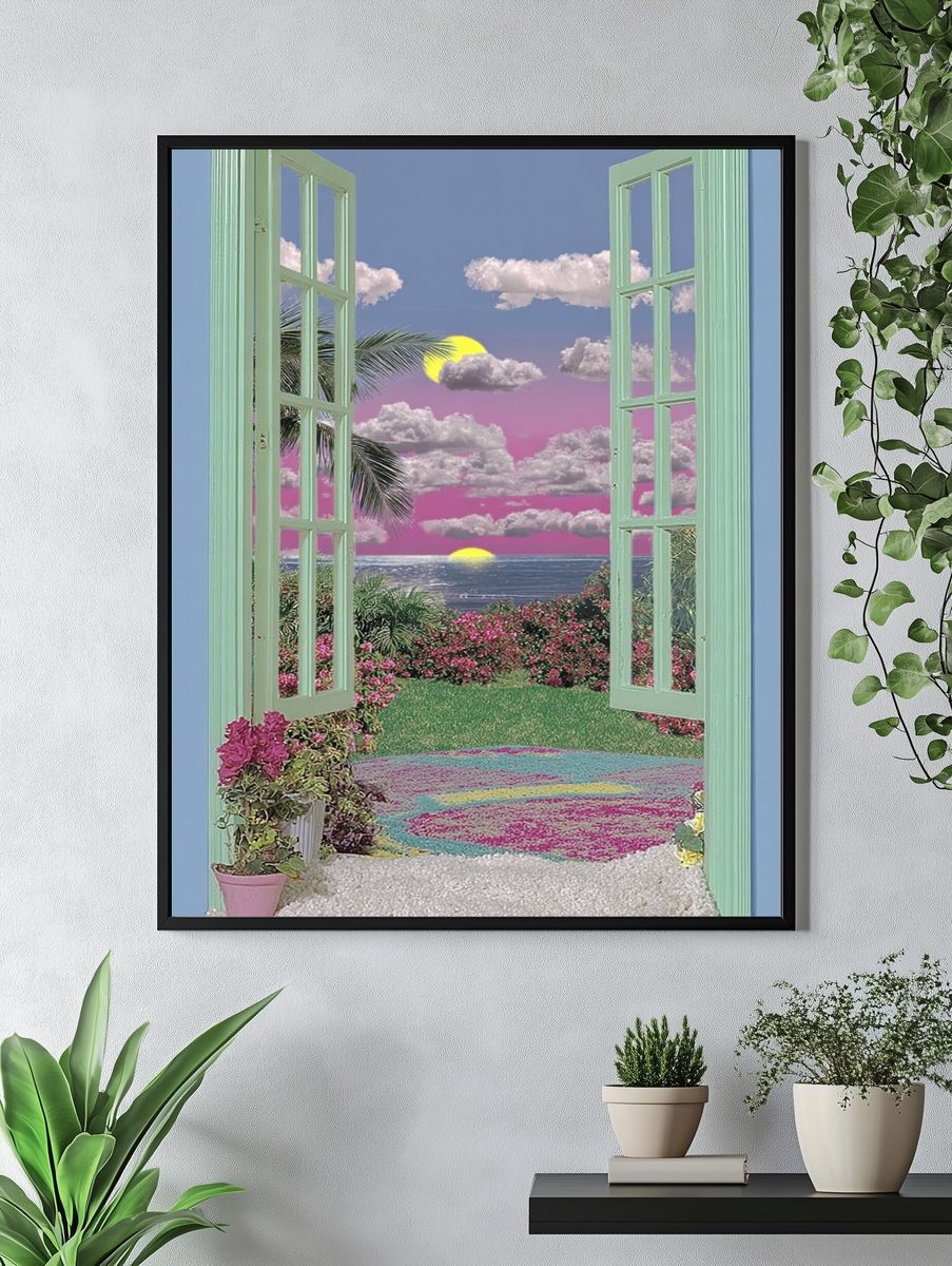 Tropical Sunset View — Illustration Print. — room view 4