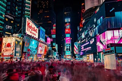 People walk quickly Theater District. poster print