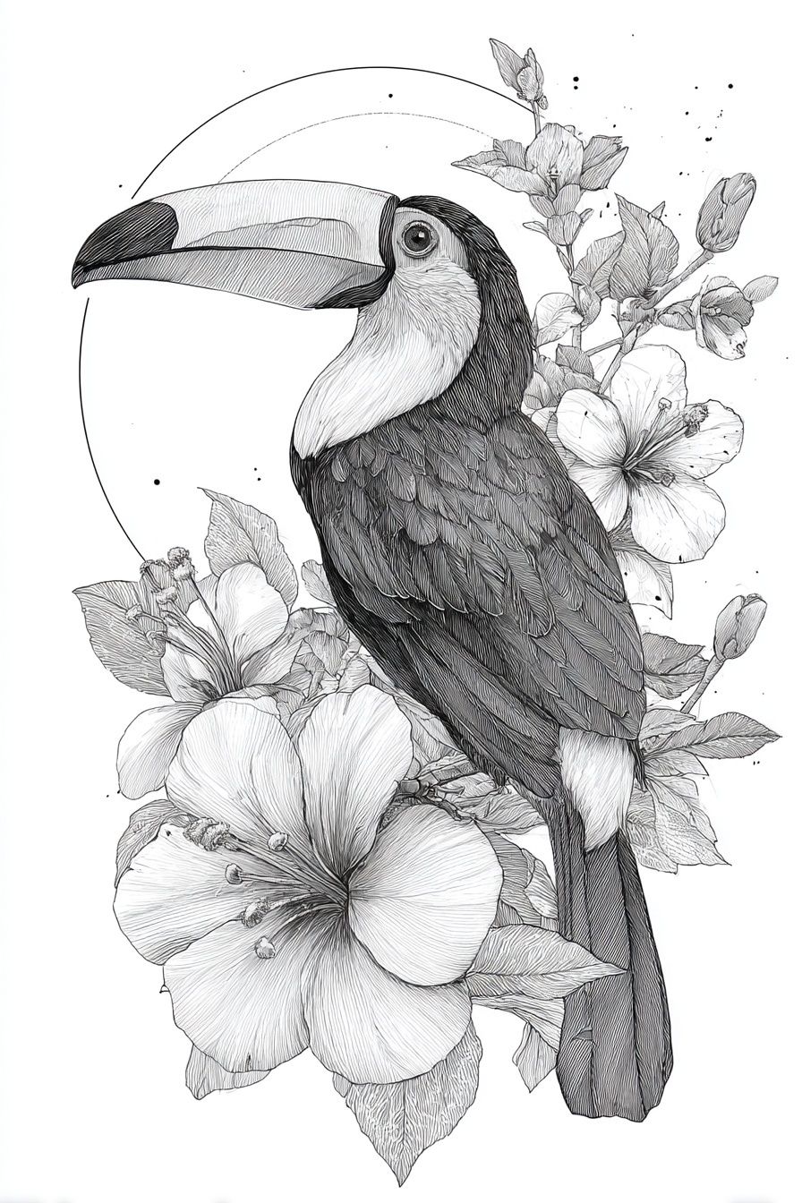 Toucan and Hibiscus — Illustration Print. poster detail
