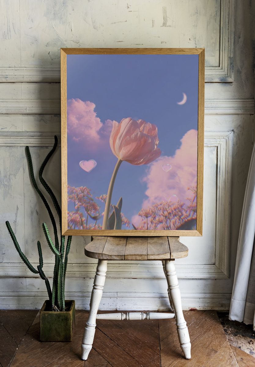 Dreamy Tulip Sky Poster. — room view 1