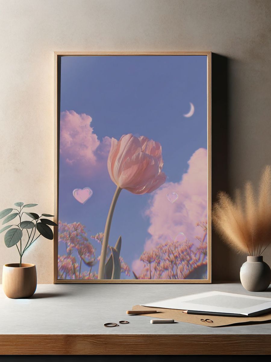 Dreamy Tulip Sky Poster. — room view 2