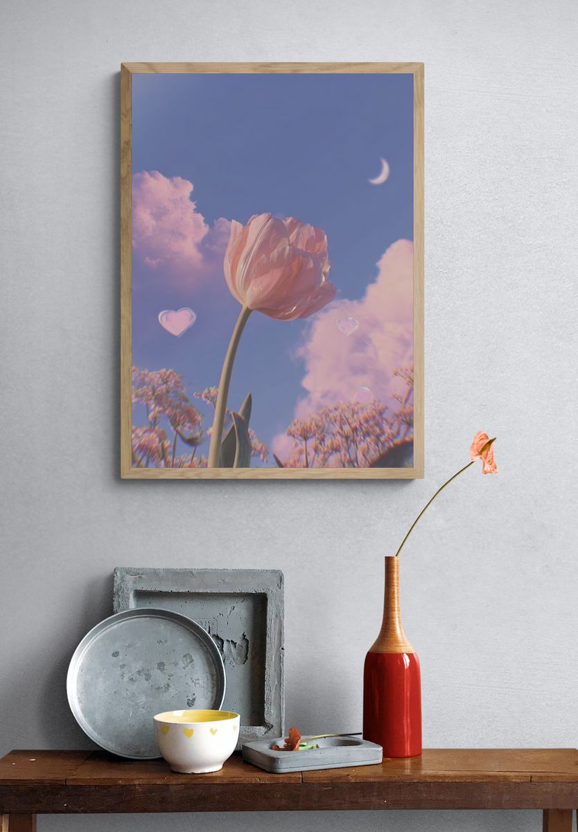 Dreamy Tulip Sky Poster. — room view 3