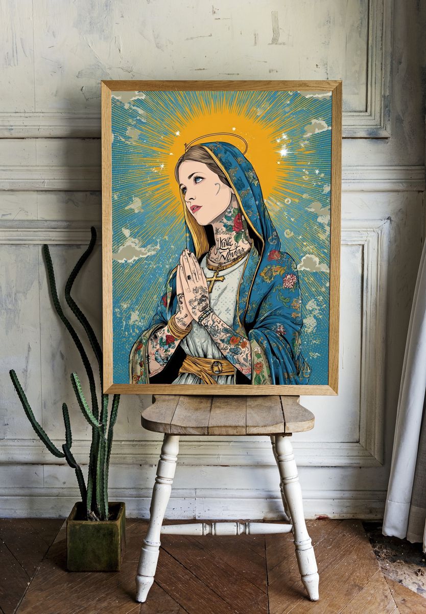 Tattooed Virgin Mary — Illustration Print. — room view 1