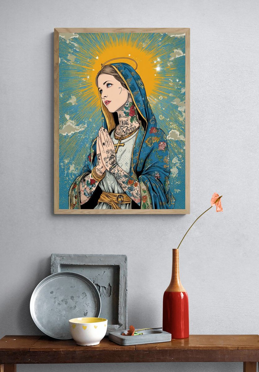 Tattooed Virgin Mary — Illustration Print. — room view 3
