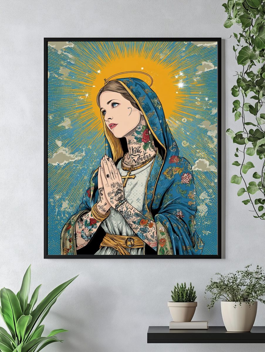Tattooed Virgin Mary — Illustration Print. — room view 4
