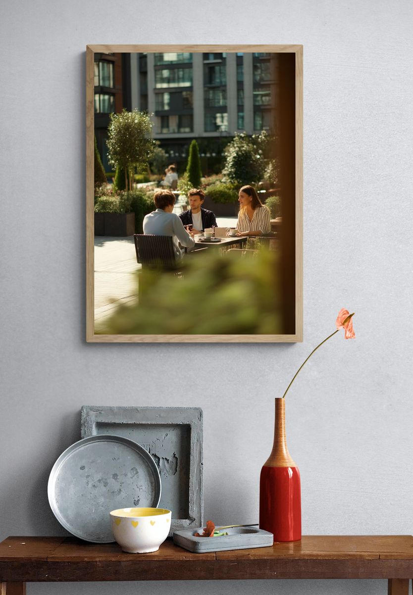 Urban Garden Café Photography Poster. — room view 3
