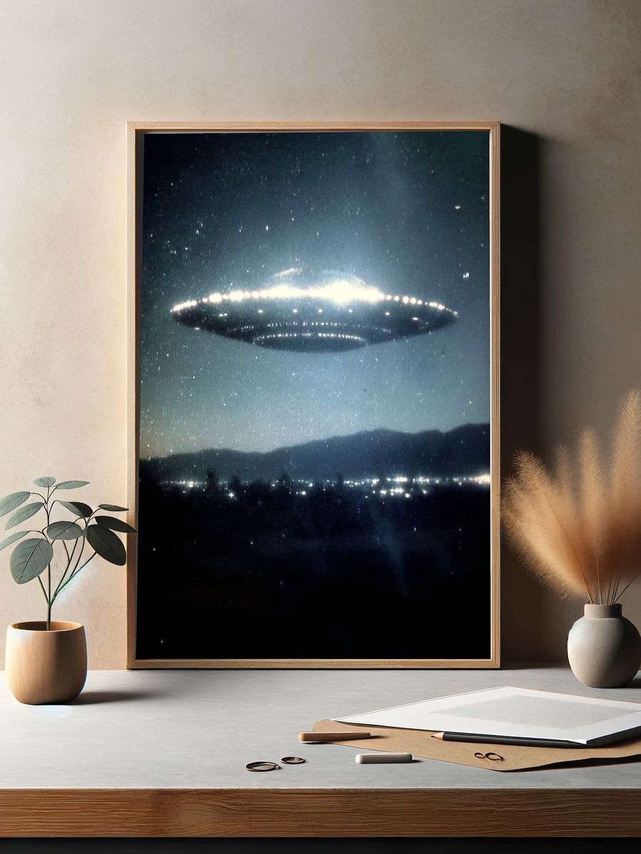 UFO in the Night Sky — Space Print. — room view 2