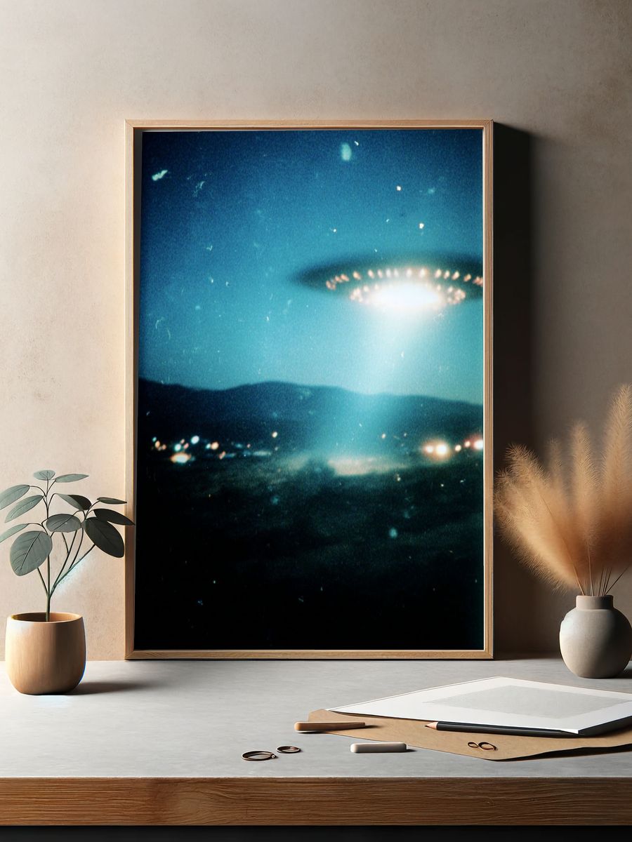 UFO in Night Sky — Space Print. — room view 2
